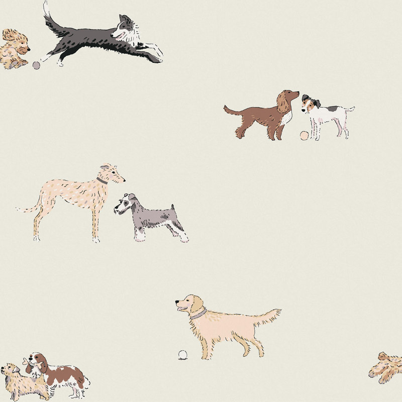 Sophie Allport Doggy Daycare Mossbank Wallpaper, White