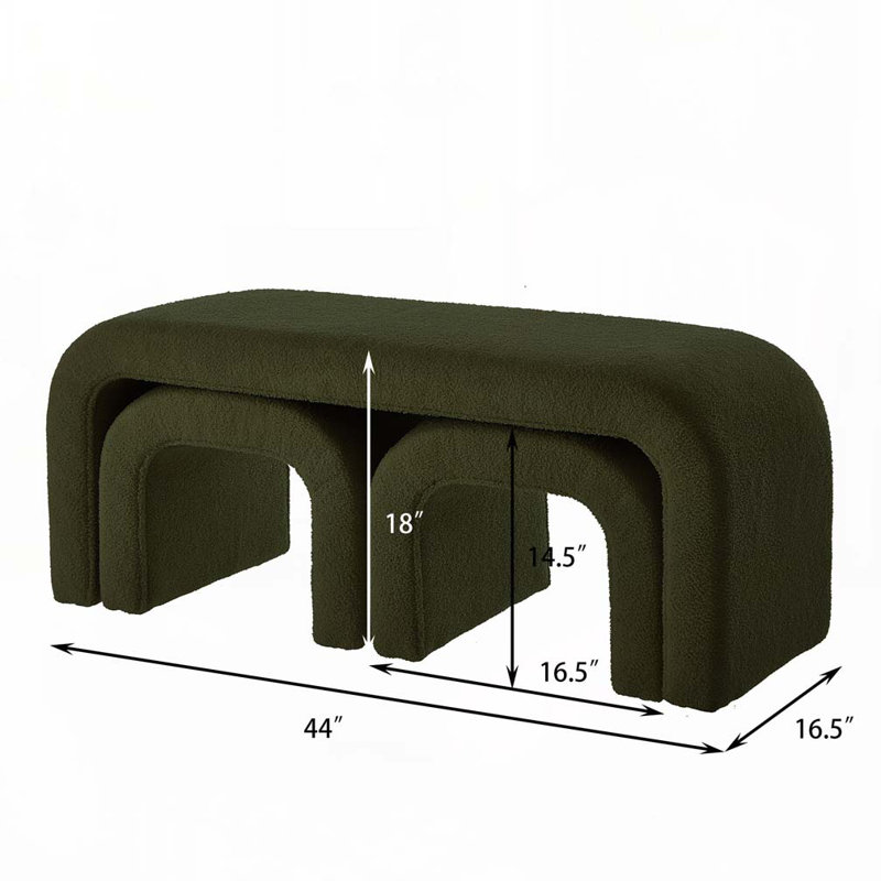 Banc 3 pièces en forme de U, Vert foncé