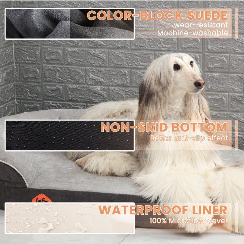 Lit pour chien ovale en mousse à mémoire de forme Tucker Murphy Pet ™, avec doublure imperméable et housse lavable amovible