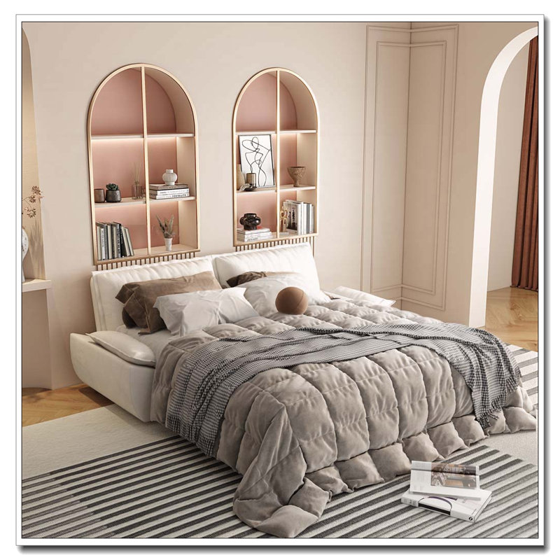 Canapé-lit convertible 3-en-1 en velours, Velours beige / blanc