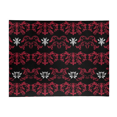 Tapis damassé noir / rouge