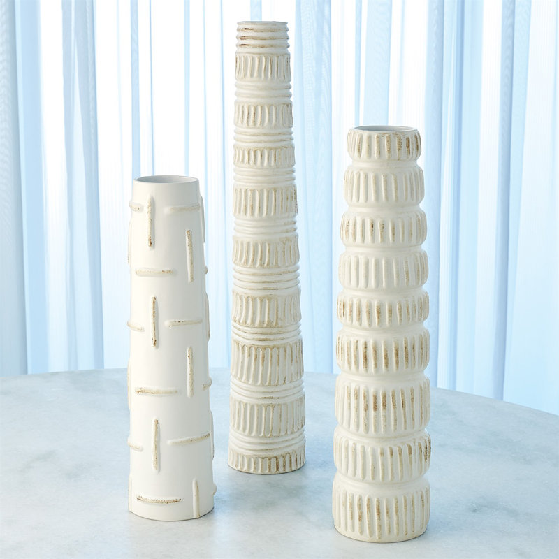 Totem Vase-Antique White-Lg