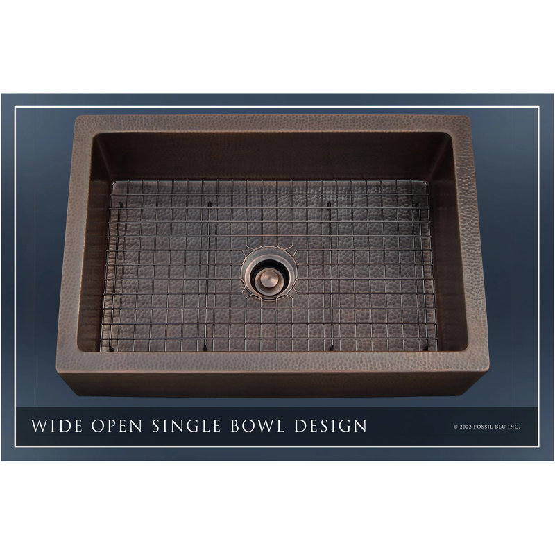 Luxury Heavy 12-Gauge Copper Farmhouse Sink, Includes Accessories, Flat Front