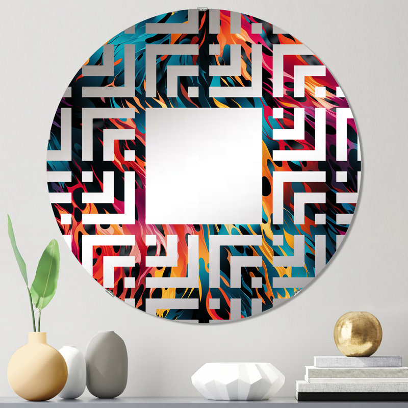 Miroir décoratif captivant à motif néon I - rond, 23,6 po x 23,6 po