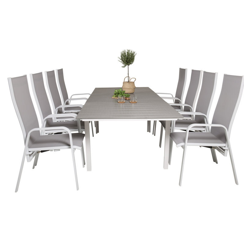 Faiyaz 8 - Person Patio Dining Set with Extendable Rectangular Table