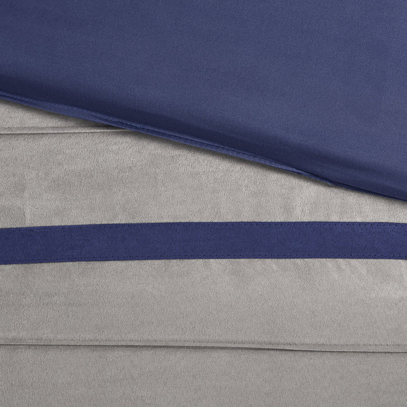 Luxurious 7-piece Faux Suede Bedding Set, Polyester Material, Transitional Blue Design For Cal King Beds