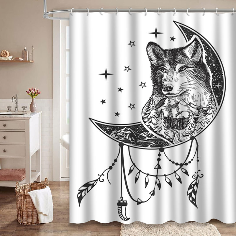 Rideau de douche Boho Wolf, L 72 po x l 78 po