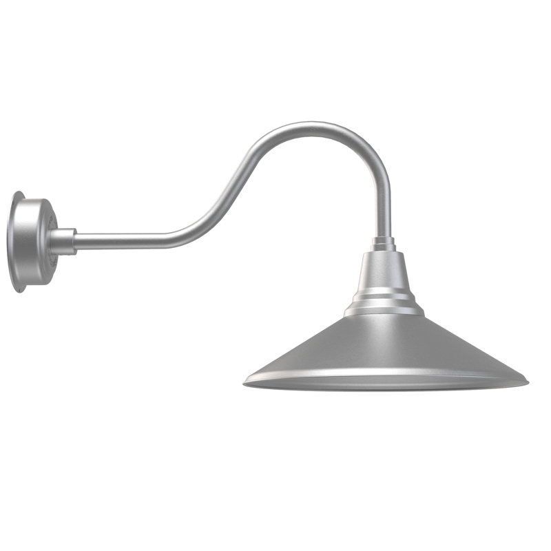 Luminaire de grange d’extérieur Albali, Argent galvanisé, H 17,25 po x l 18 po x P 32,75 po