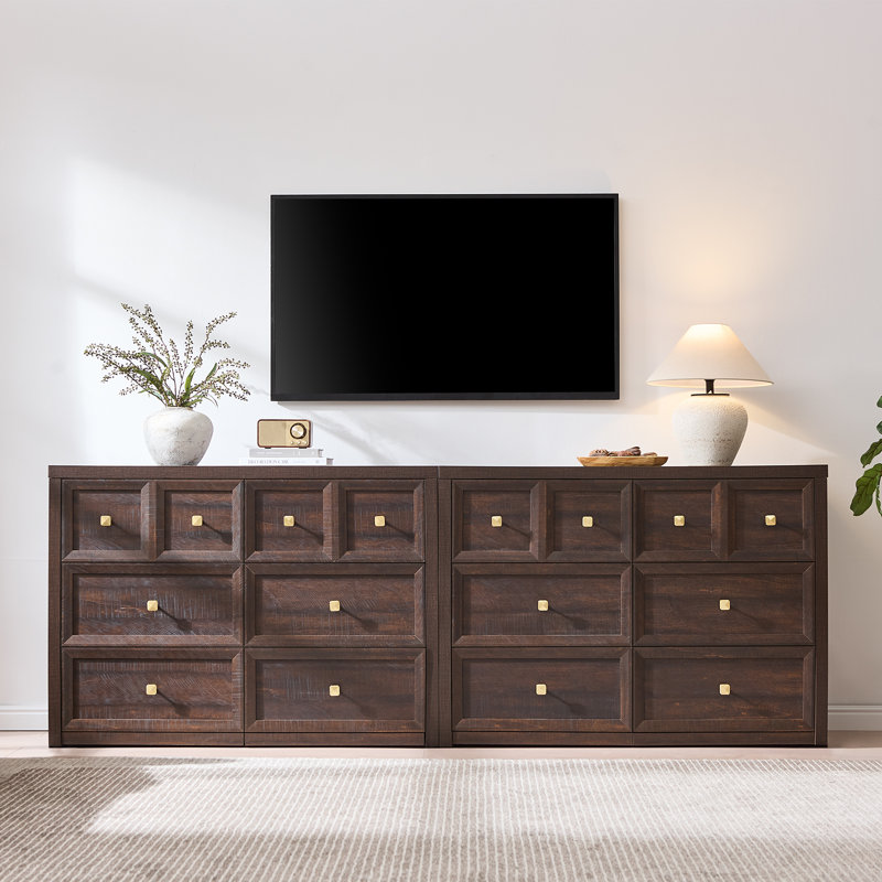 Commode Aastha à 6 tiroirs, brun, largeur 119 cm (47 pouces), en bois, avec organisateur de commode, Brown