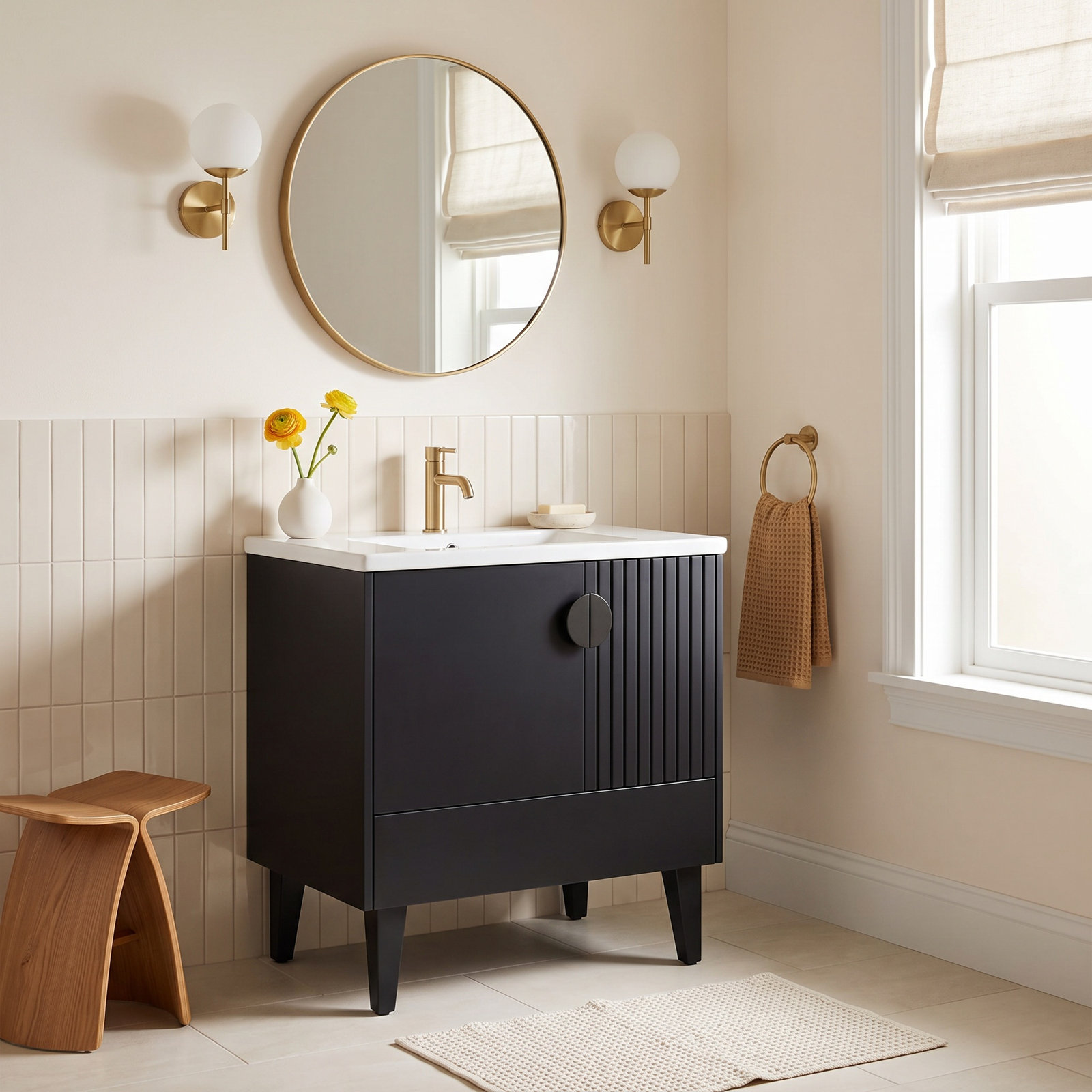 Saimah 30'' Single Bathroom Vanity, Black, Black