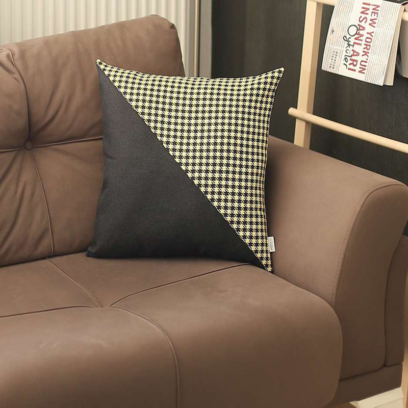 Housse de coussin Boho-Chic, Noir / Jaune, polyester