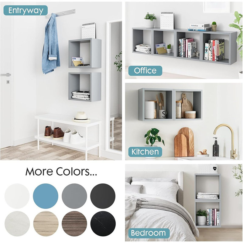 Latitude Run® Wall-mounted Square Cube Floating Shelves Set 2 For Display Shelves