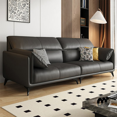 Black Genuine Leather Modular Sofa cushion couch