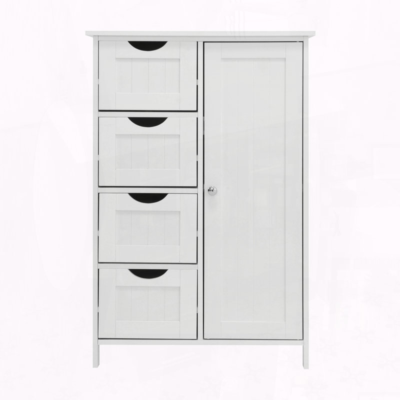 Armoire de rangement blanche avec tablette réglable et tiroirs