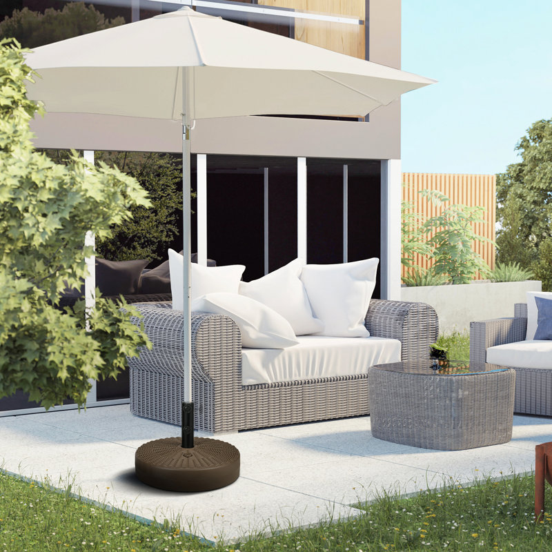Pied de parasol robuste pour extérieur - 29 kg, lestable, mât de 3,8 cm et 5 cm, couleur marron