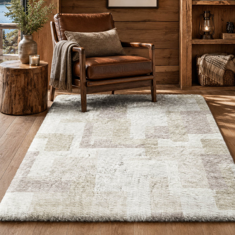 Tapis moderne Dream Shag ADS740, lavable à la machine, de qualité supérieure, Beige, 9' x 12'