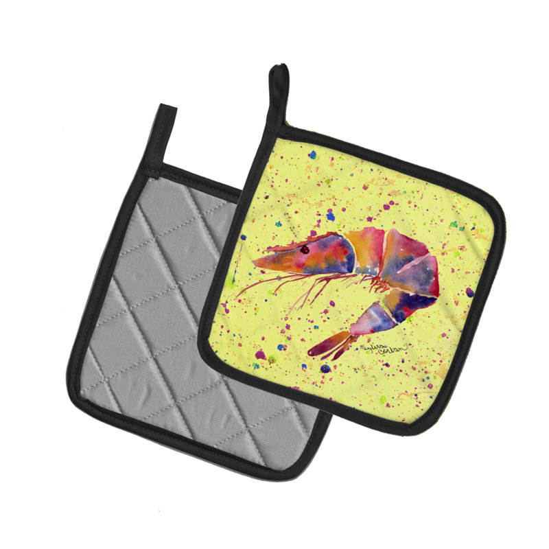 Longshore Tides Mercedes Polyester Potholder, Yellow/Pink