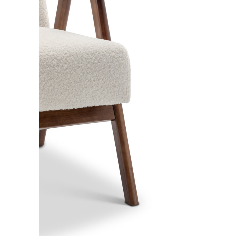 Gabar 75Cm Wide Classic Mid-Century Modern Armchair, White Boucle