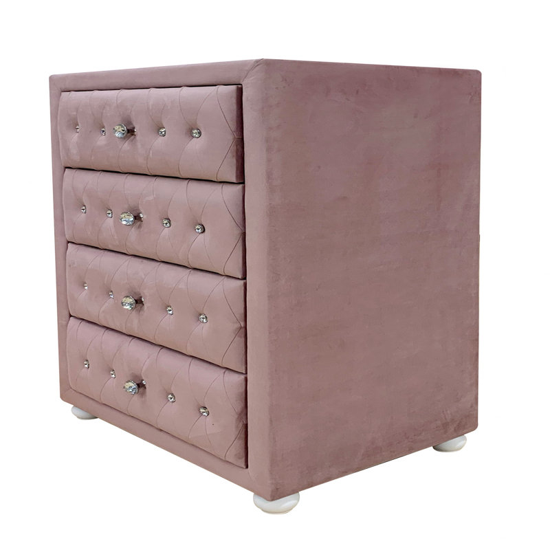 Commode rose en tissu