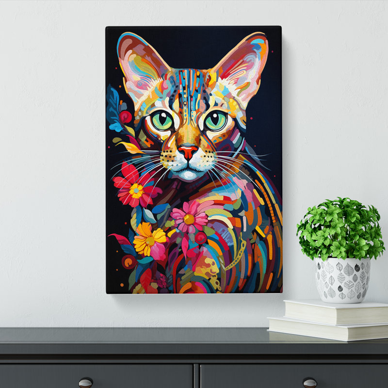 Bengal Cat Orphism Art - Wrapped Canvas, 76cm H x 50cm W x 3cm D