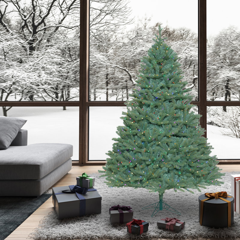 Arbre de Noël artificiel épinette bleue du Colorado, H 6,5 pi, DEL multicolore