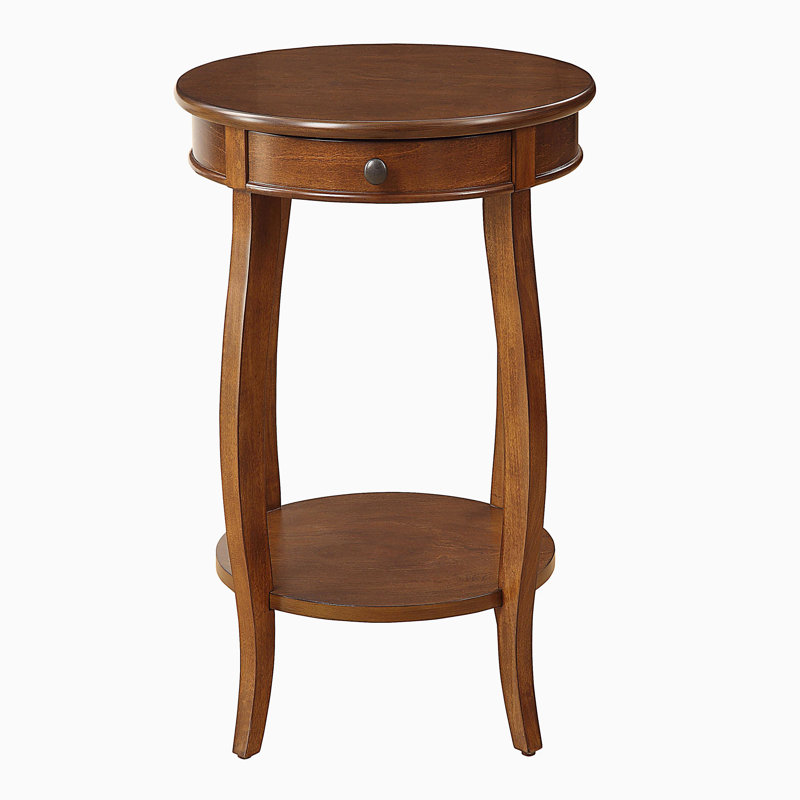 Walnut wood side table with drawer.