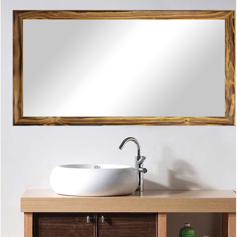 Bloodworth Wood Flat Wall Mirror, 34.5" H x 69.5" W, Rustic Natural Wood