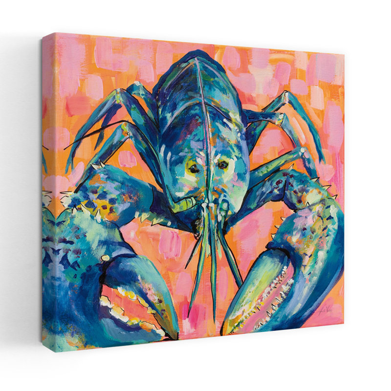 Coastal Lilly Lobster I avec animaux, art bleu, H 24 po x l 24 po
