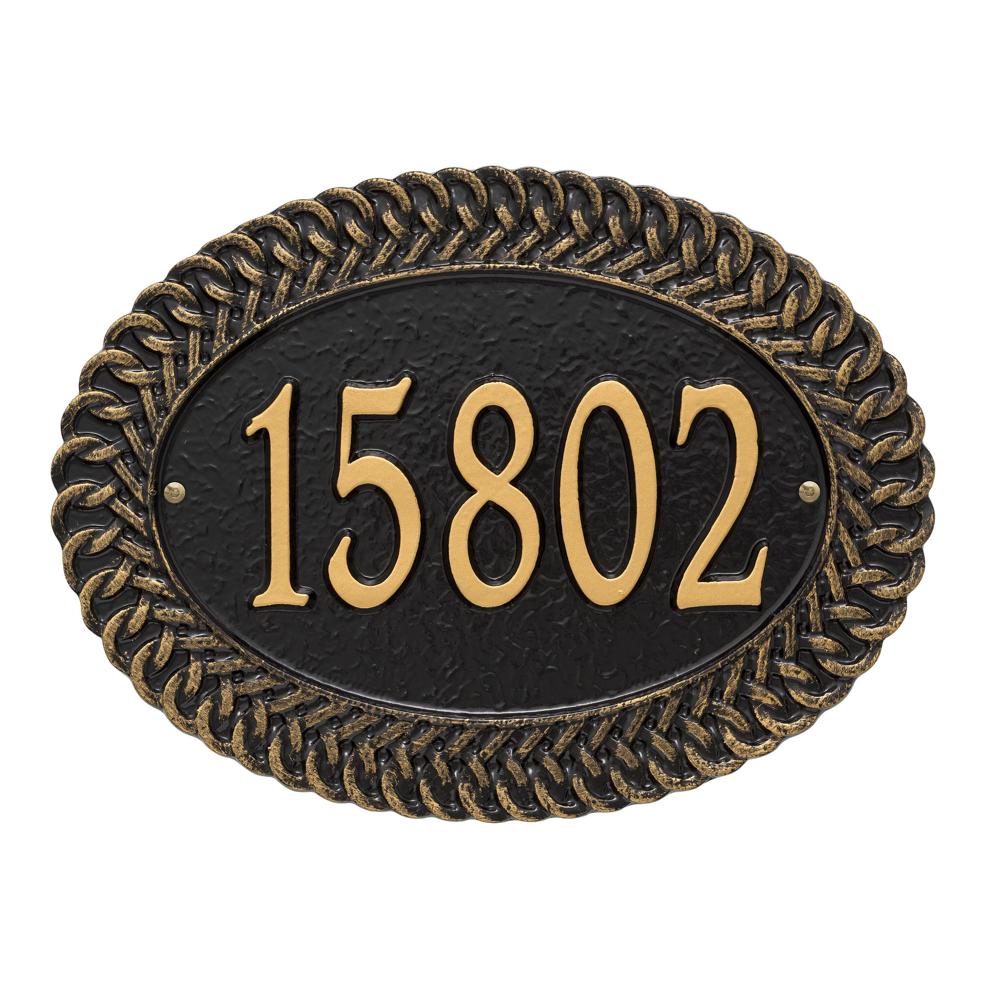 Personalized Standard 1-Line Wall Address Plaque, Yes, Black/Gold