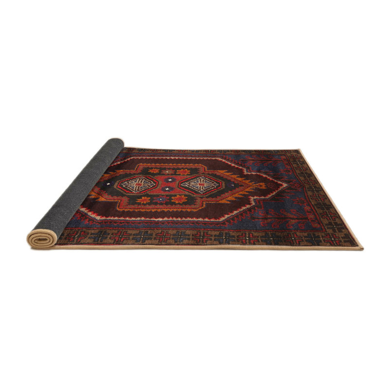 Tapis rouge/bleu traditionnel, Rond 8 pi