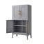 Armoire de rangement en métal, garde-manger avec double porte et tablettes, armoire de rangement avec pied de nivellement réglable-1178041045