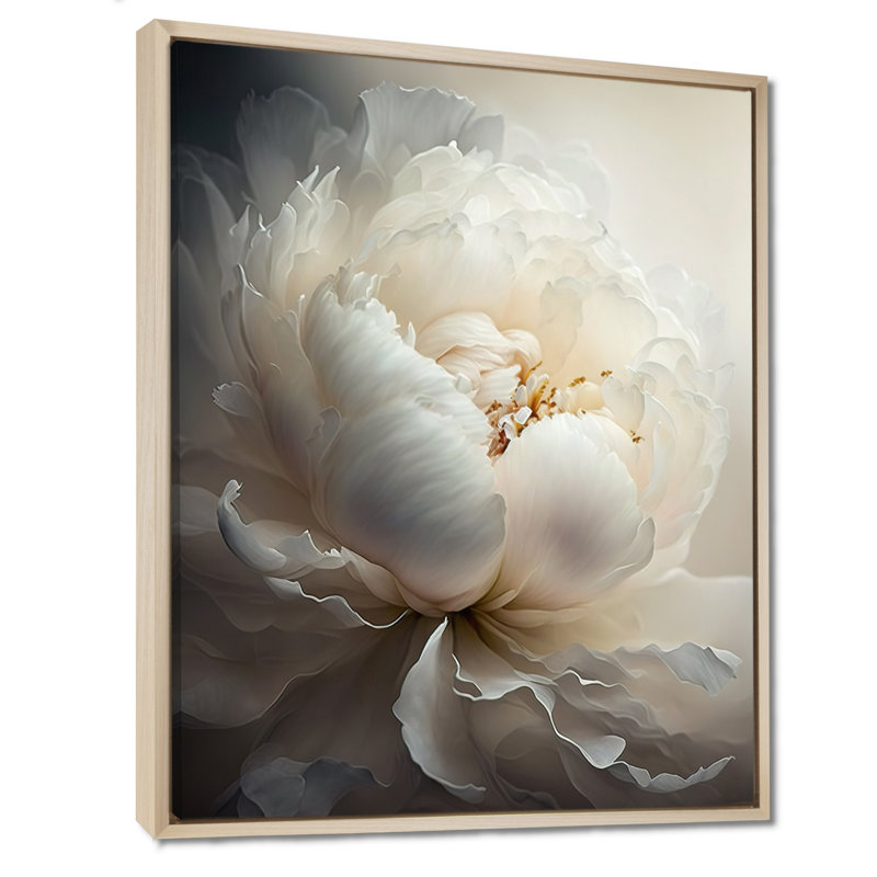 Pivoine fleur VII - pivoines, art mural, H 20 po x l 12 po, Cadre flottant érable
