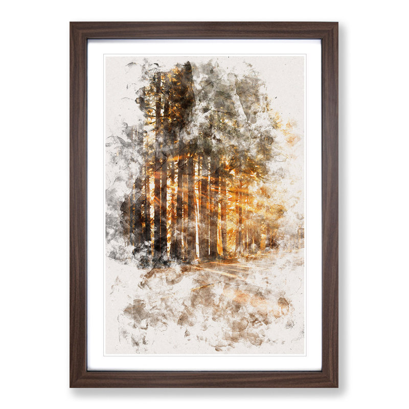 Sunlight Through the Forest - Picture Frame Painting Print, Walnut Framed, 87cm H x 62cm W x 2cm D
