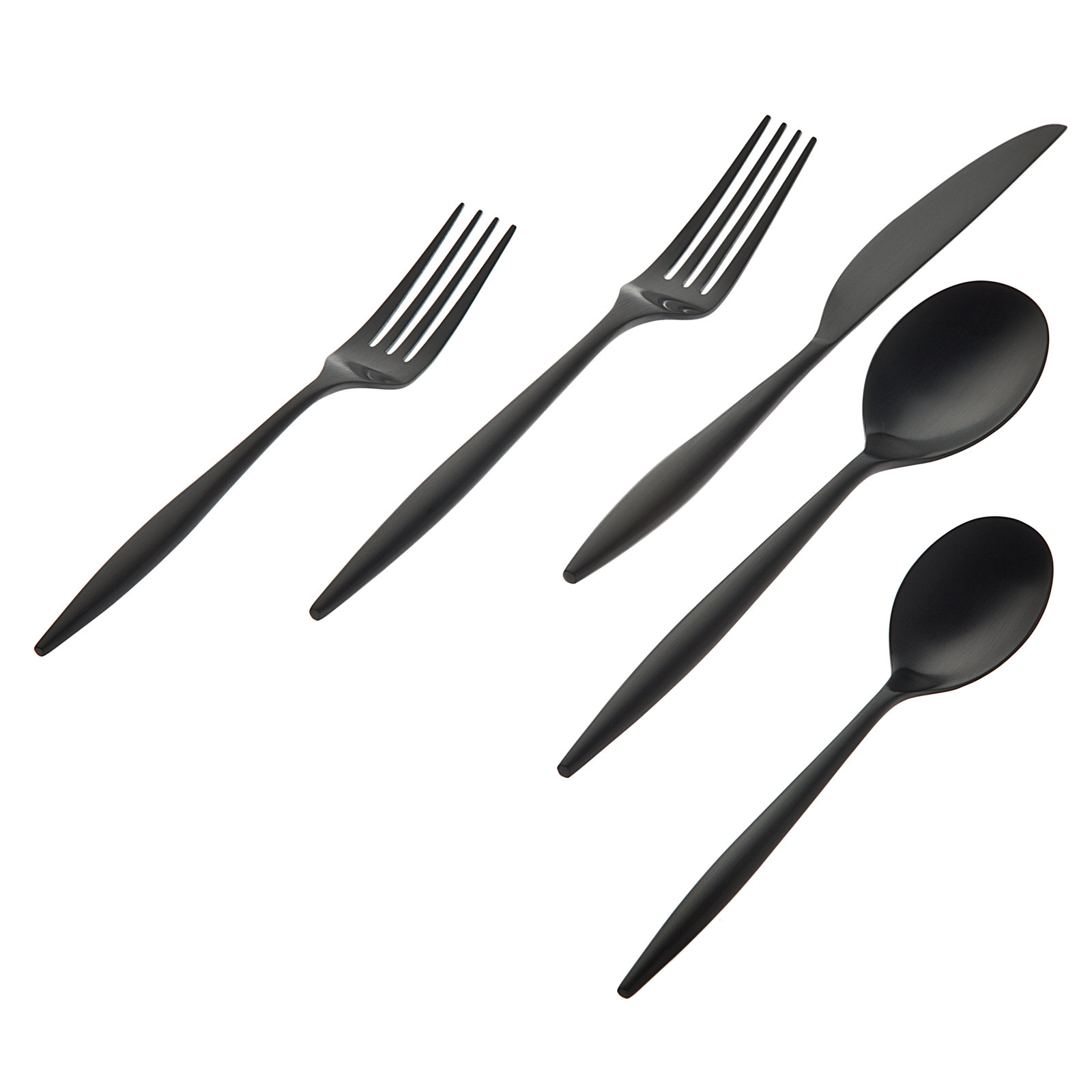 Milano 20 Piece 18/10 Stainless Steel Flatware Set, Service for 4, Matte Black