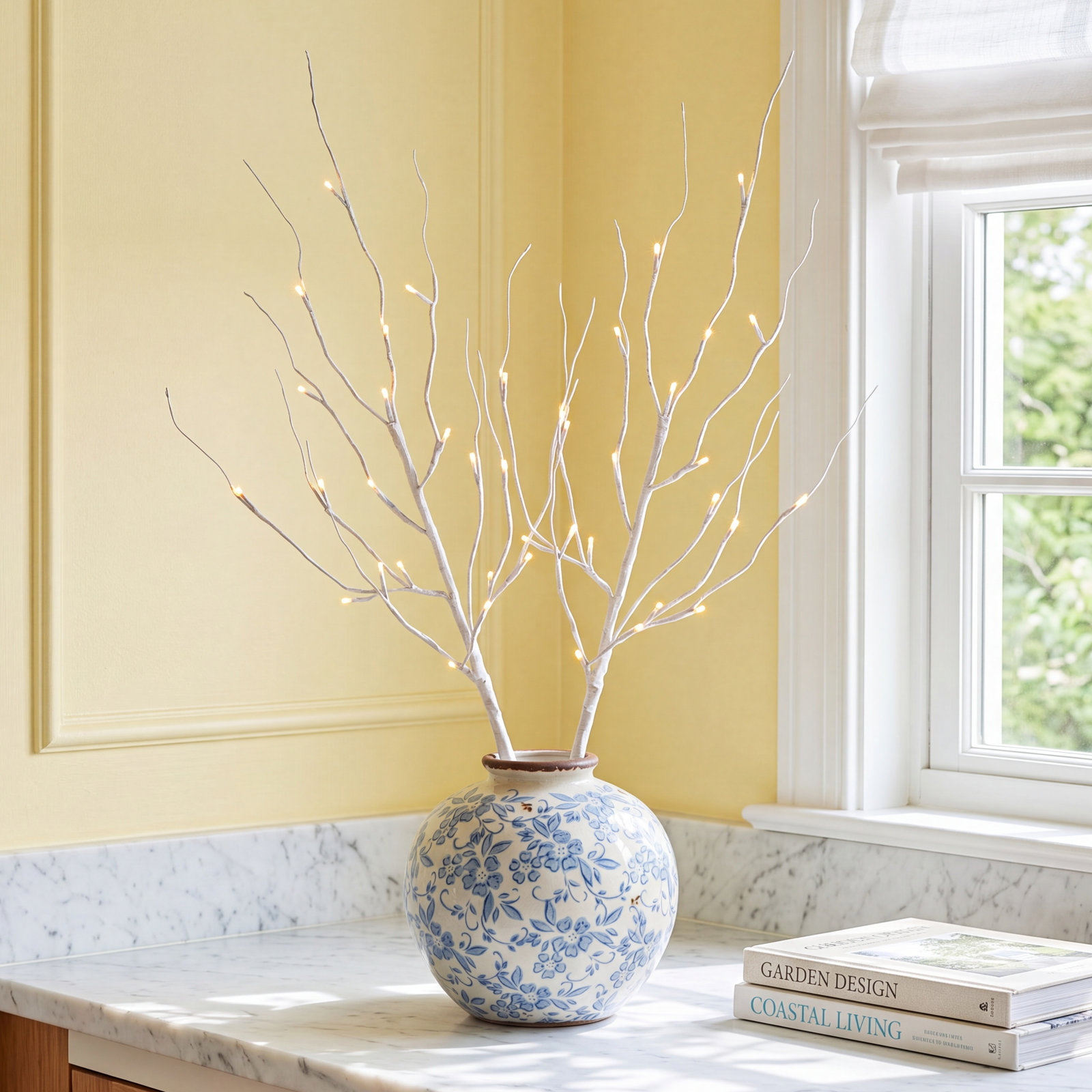 39" White LED Branch Set with Timer