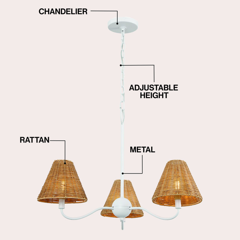 Lustre à DEL Grady Coastal Farmhouse, Blanc, 3