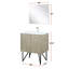 Meuble-lavabo rustique de 76 cm de large avec comptoir en quartz effet rayé, robinetterie en nickel brossé et miroir décoratif mural de 71 cm avec dessus blanc, décoration incluse