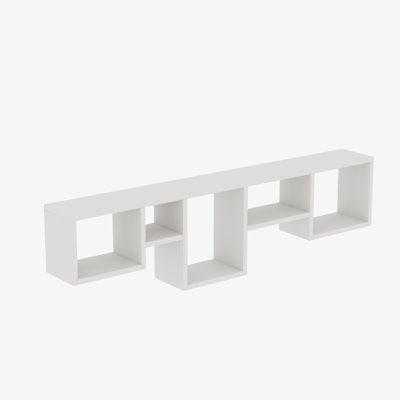 Modern Wall Shelf, White, 47.2 x 12.6 x 6.7 inches | 100% Melamine Coated Particle Board, Thickness: 0.7 inches | Numerous Shelves, Wall-Mounted Design | Perfect for Home, Office & Stylish Décor
