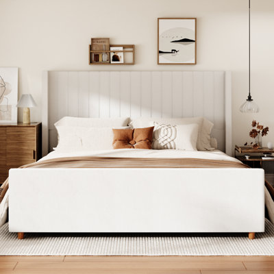 Plainfield Bed Frame with Wingback Headboard and Footboard