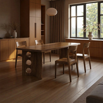 Table de salle à manger rétro et tendance en bois massif