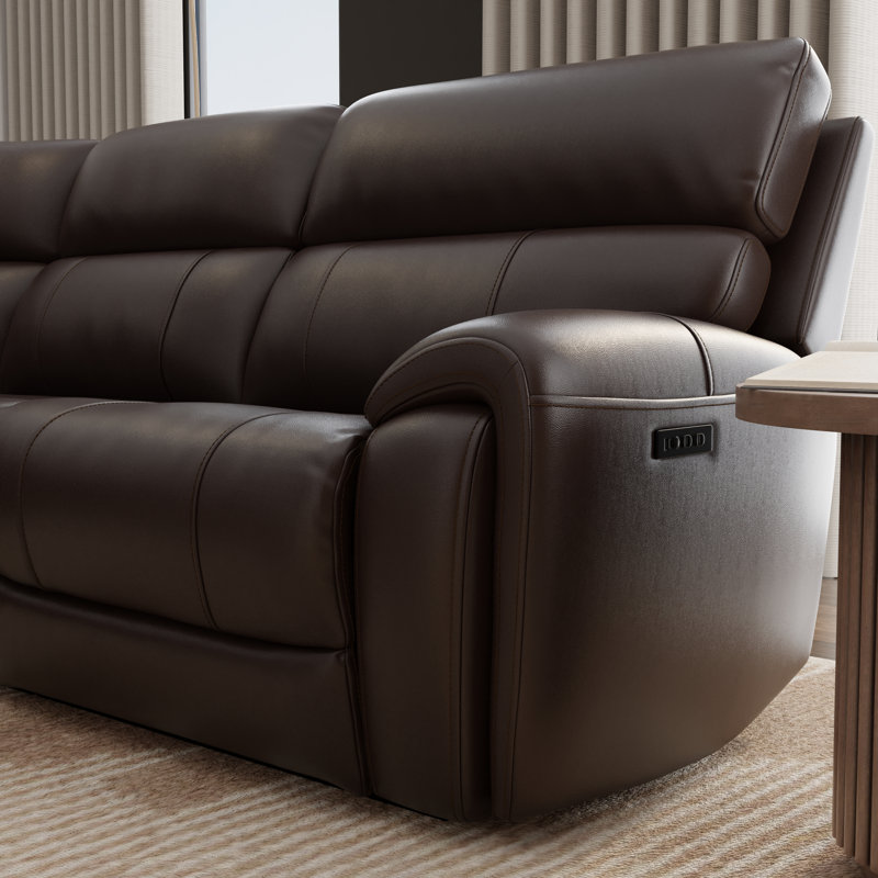 6-Piece Leather Power Sectional with Top-Grain Upholstery & Console