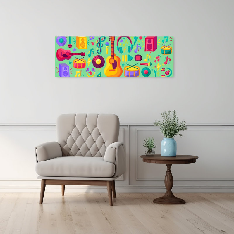 «Vibrant Music Collection», art mural coloré et coloré, H 12 po x l 36 po