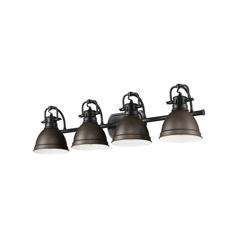 Ensemble de meuble-lavabo 4 lumières Brynnan, Noir mat, Bronze huilé