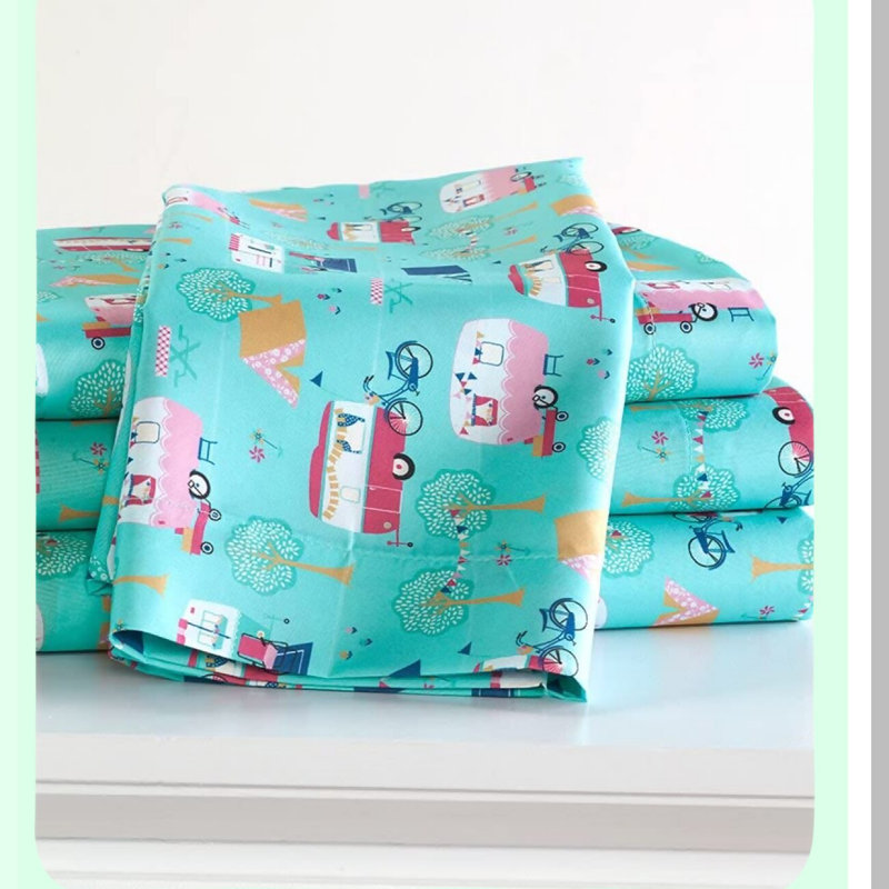 Vintage Vibe Glamp Sheet Set - Retro Camping Bedding - Happy Camper Lifestyle - Cozy Bed Sheets - Outdoor Adventure Decor