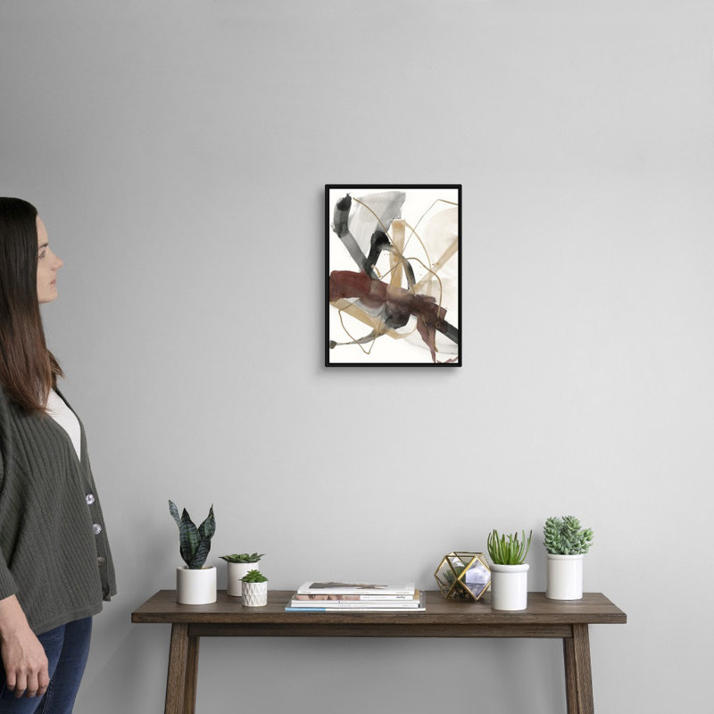 «Bourgogne Interjection I» par Jennifer Goldberger - reproduction d'art, H 18 po x l 14 po, Toile avec cadre, Noir