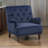 Auguust 34" Traditional Tufted Polyester Living Room Chair - Velvet Living Room Chair with Tufted Design, Elegant Nailhead Trim and Sturdy Espresso Wood Legs-2061383341
