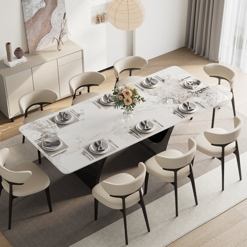 Modern Dining Table, 29.5" H x 86" L x 39.4" W