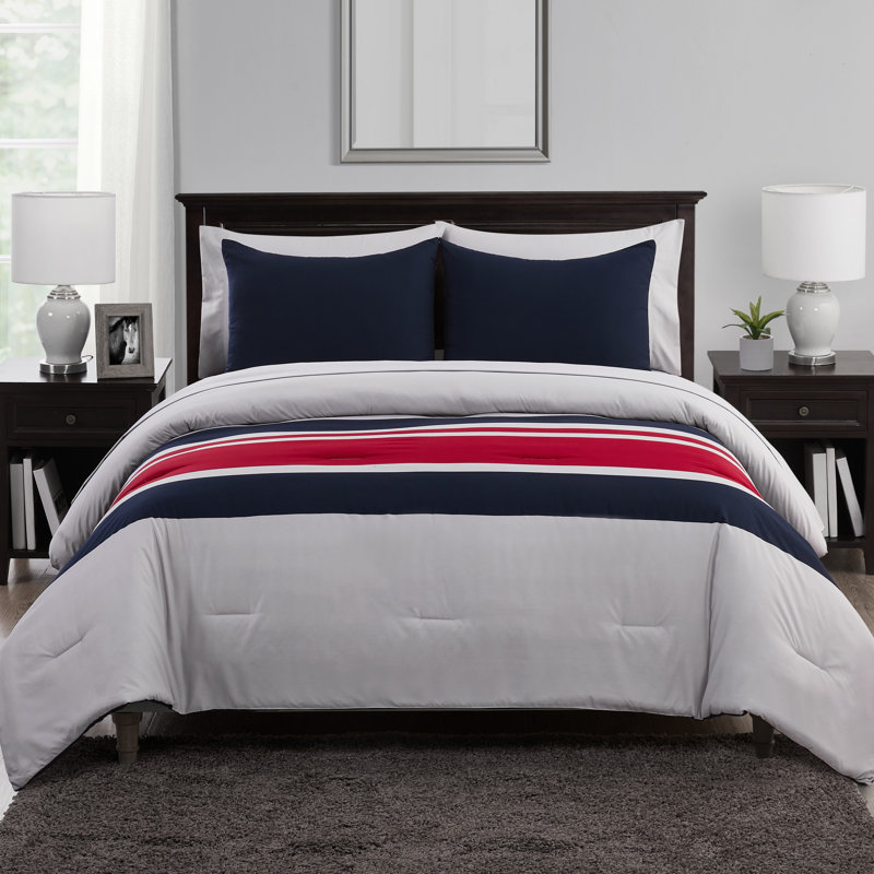 Cammy Polyester Striped Comforter, King Comforter + 6 Additional Pieces