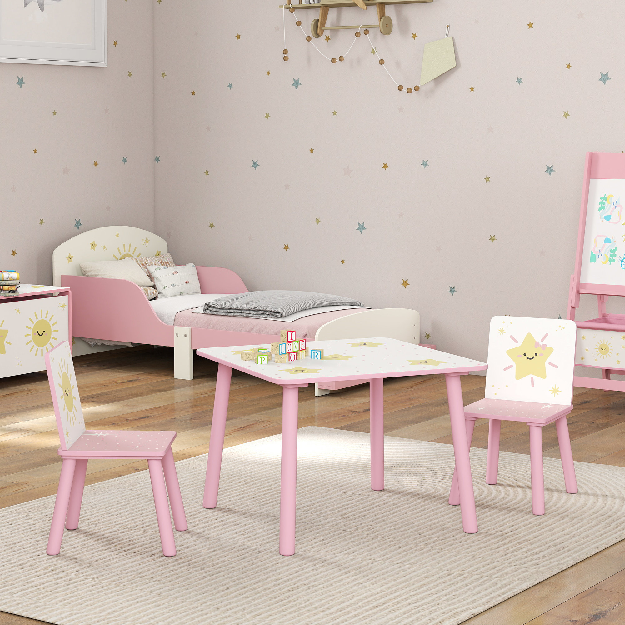 17 Stories Kids 3 Piece Square Play Or Activity Table and Chair Set ...