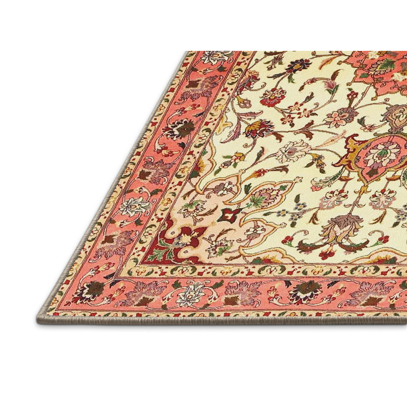 Tapis traditionnel rouge / crème Thorsby, Rectangle 4 pi x 6 pi